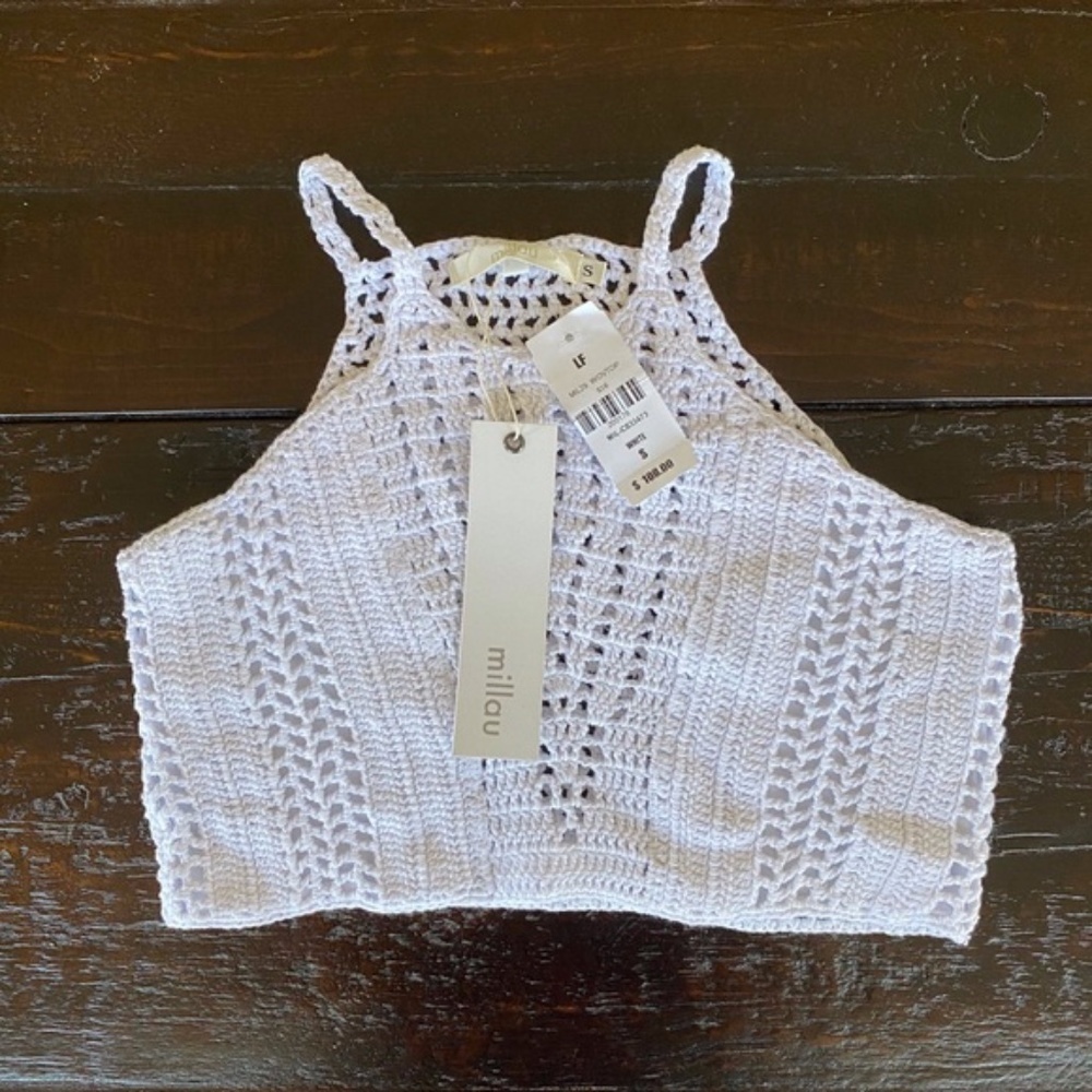 NWT LF MILLAU Crochet White Crop Top Festival